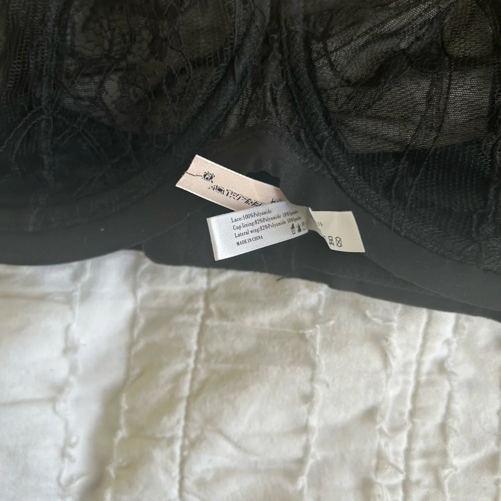 NWT Black Lace and Mesh Unlined Sheer Underwire Bra Size 40C